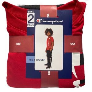 Champion Red Tee and Jogger Set for Boys